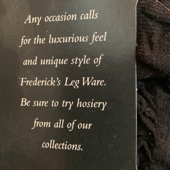 SENSUOUS FREDERICKS OF HOLLYWOOD Legware: black stockings w/crisscross & bow. - Picture 6 of 11
